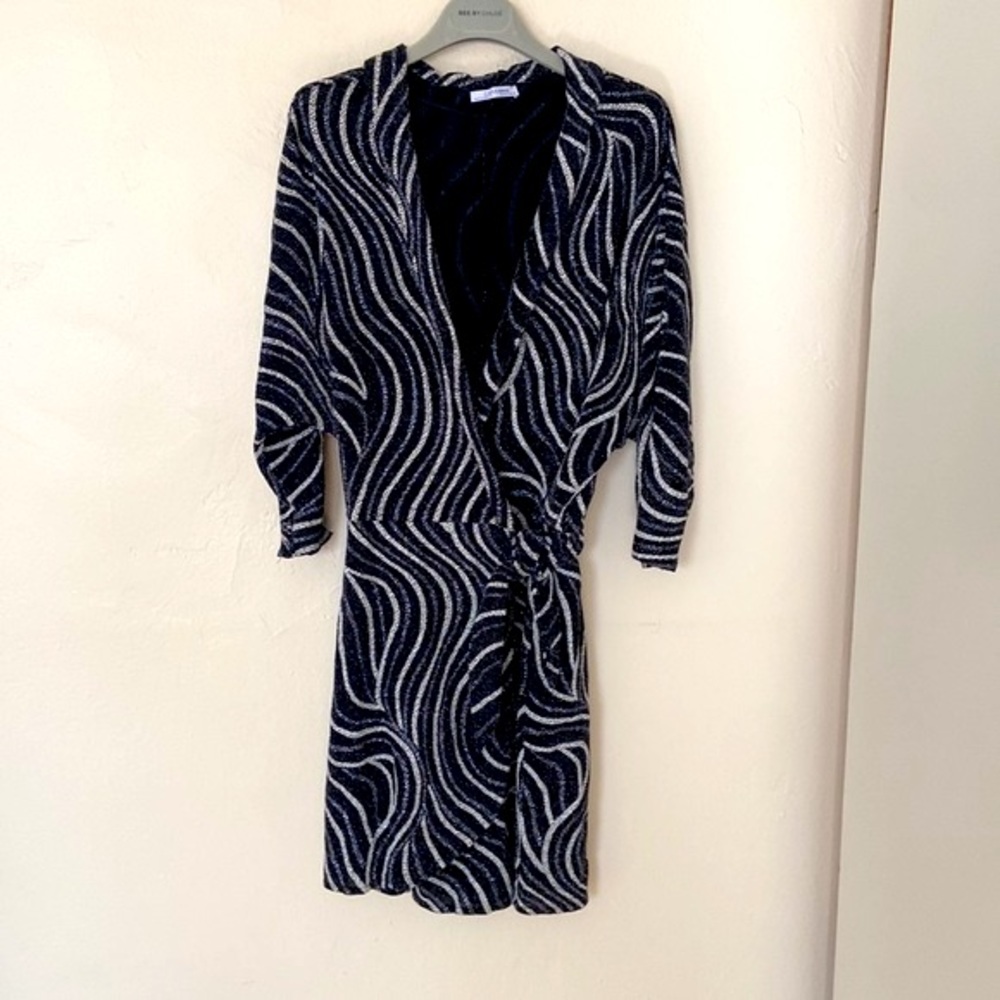 Zara Trafaluc Metallic Thread Mini Dress Size 28/M